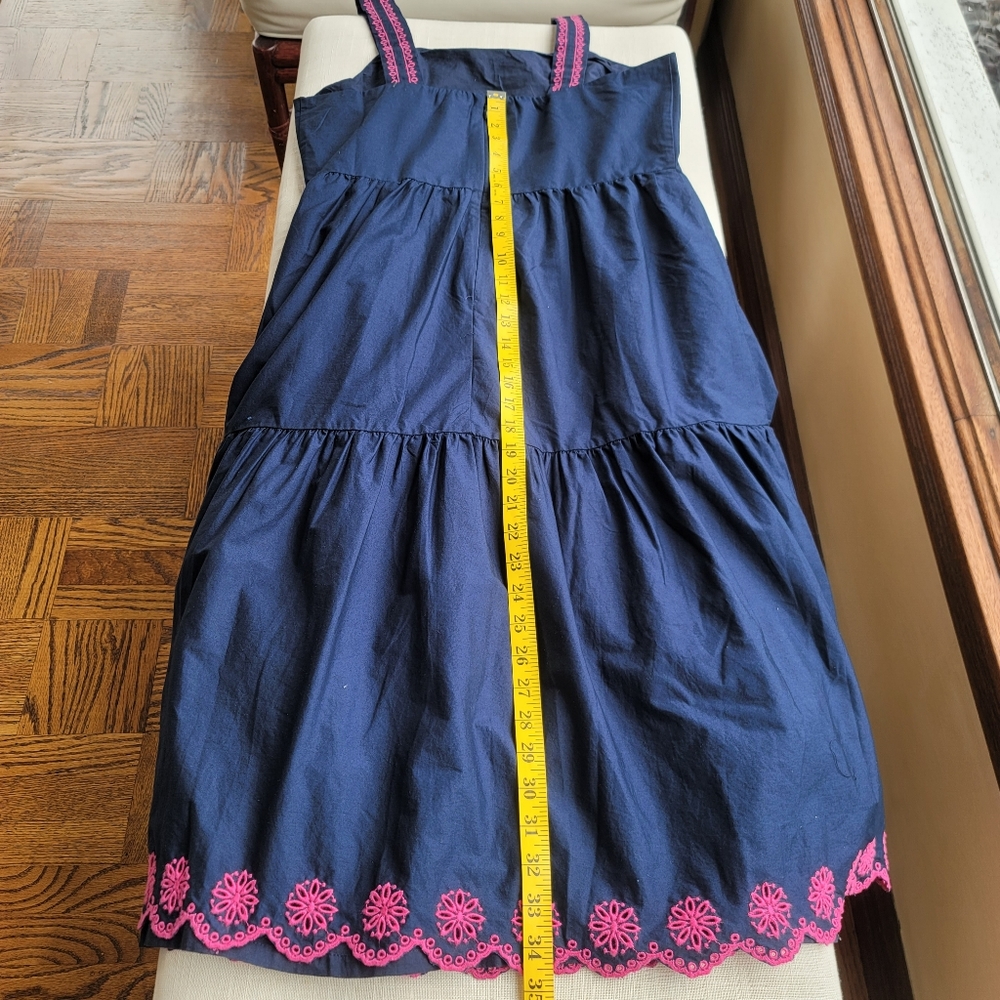 New! J Crew size 4 Embroidered Scalloped Tiered Dress Navy Blue NWT - Picture 10 of 15